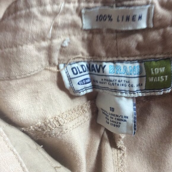 Old Navy Light Tan 100% Linen Minimalist Classic 3/4 Pants with Ties Size 10 - Picture 3 of 5
